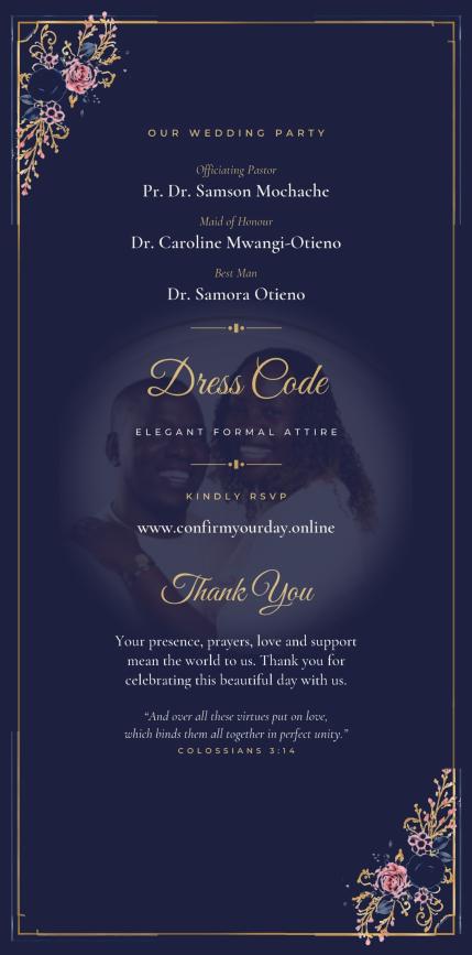 Dress code panel of the Joan and Steve invitation