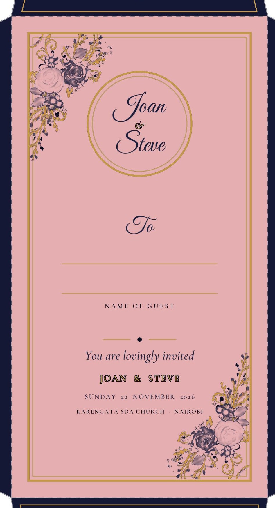 Joan and Steve wedding invitation
